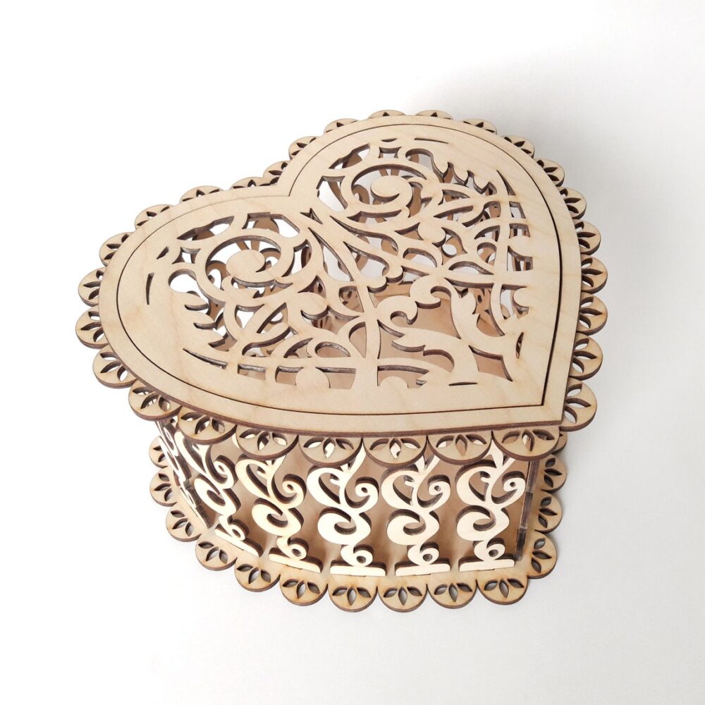 Laser Cut Heart Shaped Box File Decorative Heart Box Svg