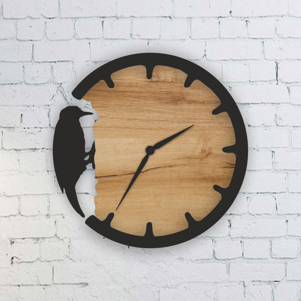 Woodpecker Bird Wall Clock Laser Cut Files