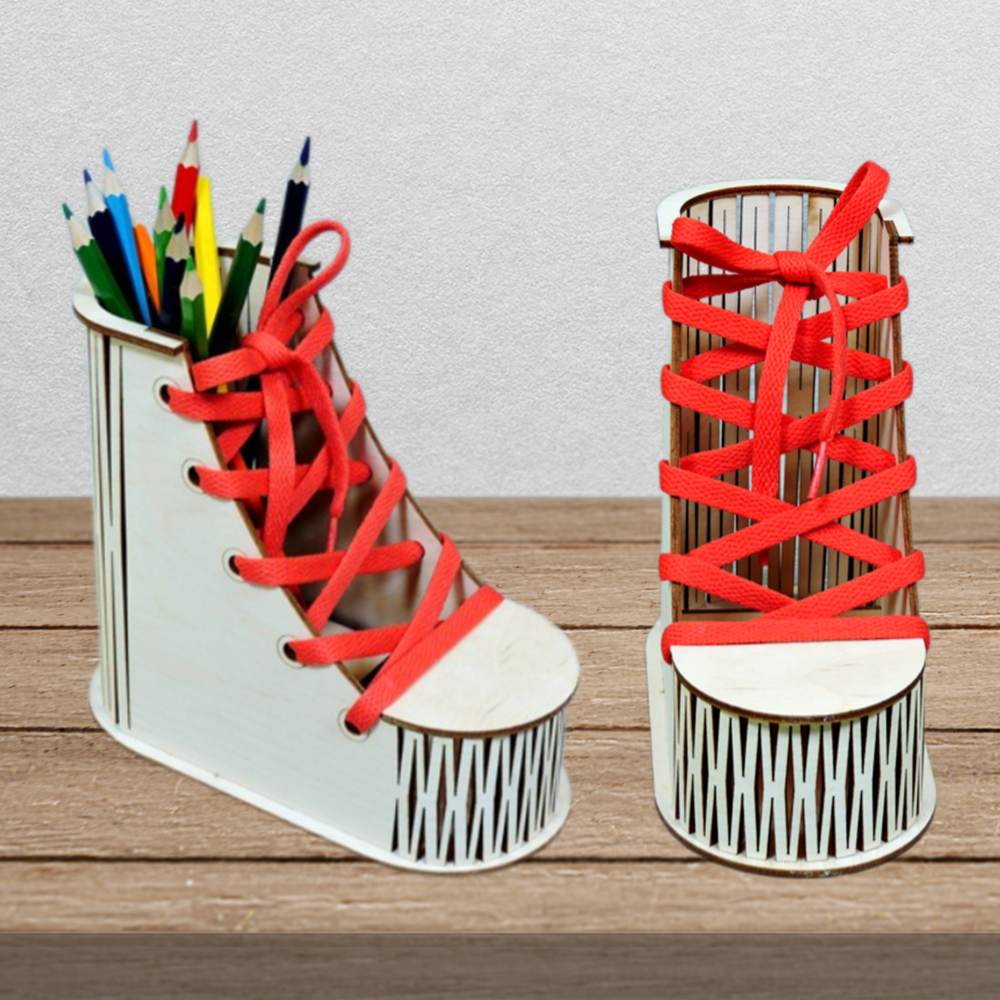 Laser Cut Shoe Pen Holder File, Pencil Case for Kids Svg