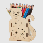 Laser Cut Cute Cat Pen Holder Svg Pencil Box File