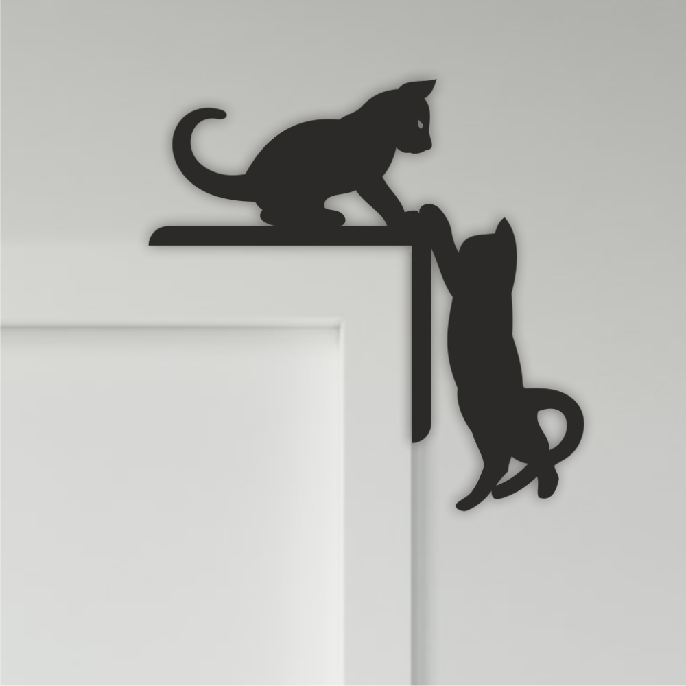 Cute Cats Door Corner Svg Laser Cut File