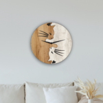 Laser Cut Couple Cats Clock File - Home Decor, Wall Art Svg