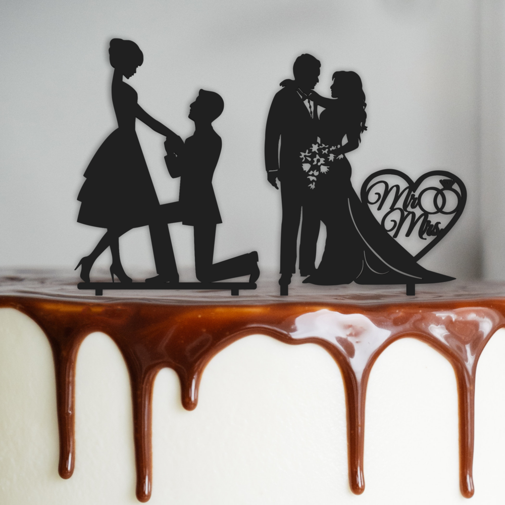 Laser Cut Mr and Mrs Cake Topper File Wedding Svg