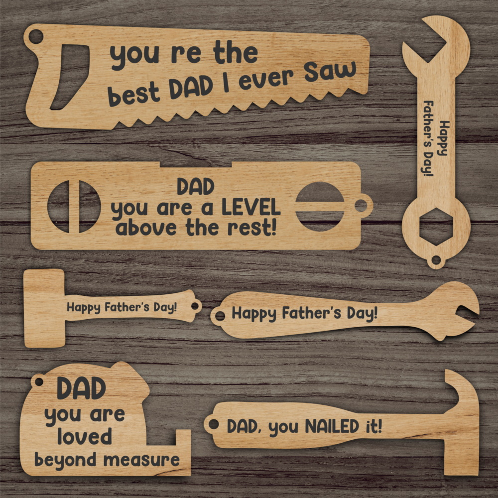 Laser Cut Father's Day Key Chain Bundle File Keychain Svg