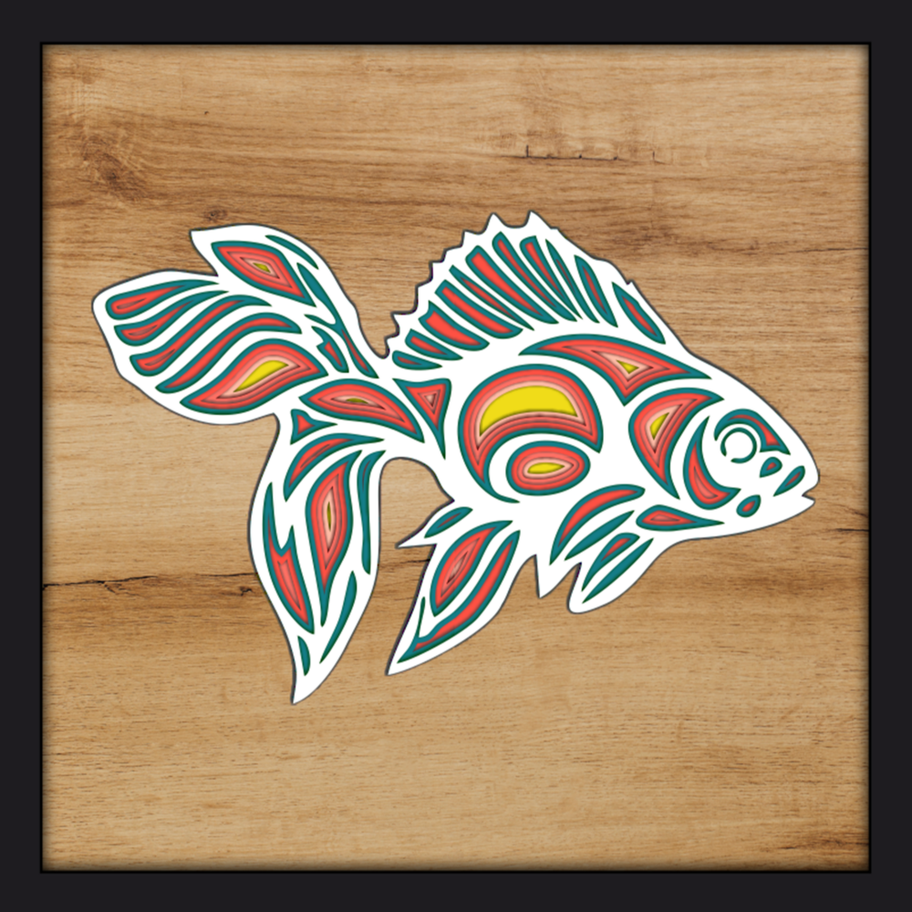 Laser Cut Multi Layer Fish Files Home Wall Art Svg