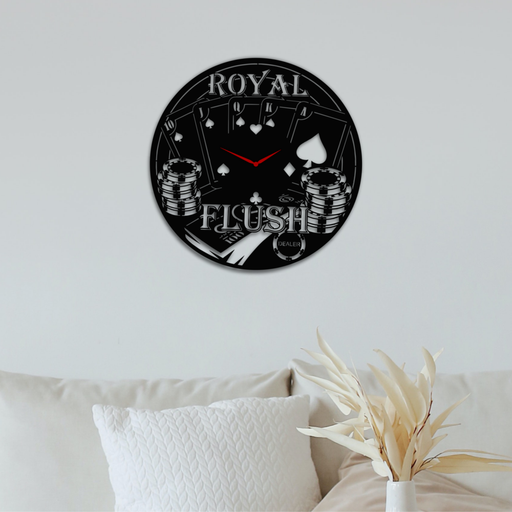 Laser Cut Royal Flush Wall Clock File Casino Poker Svg - Image 2