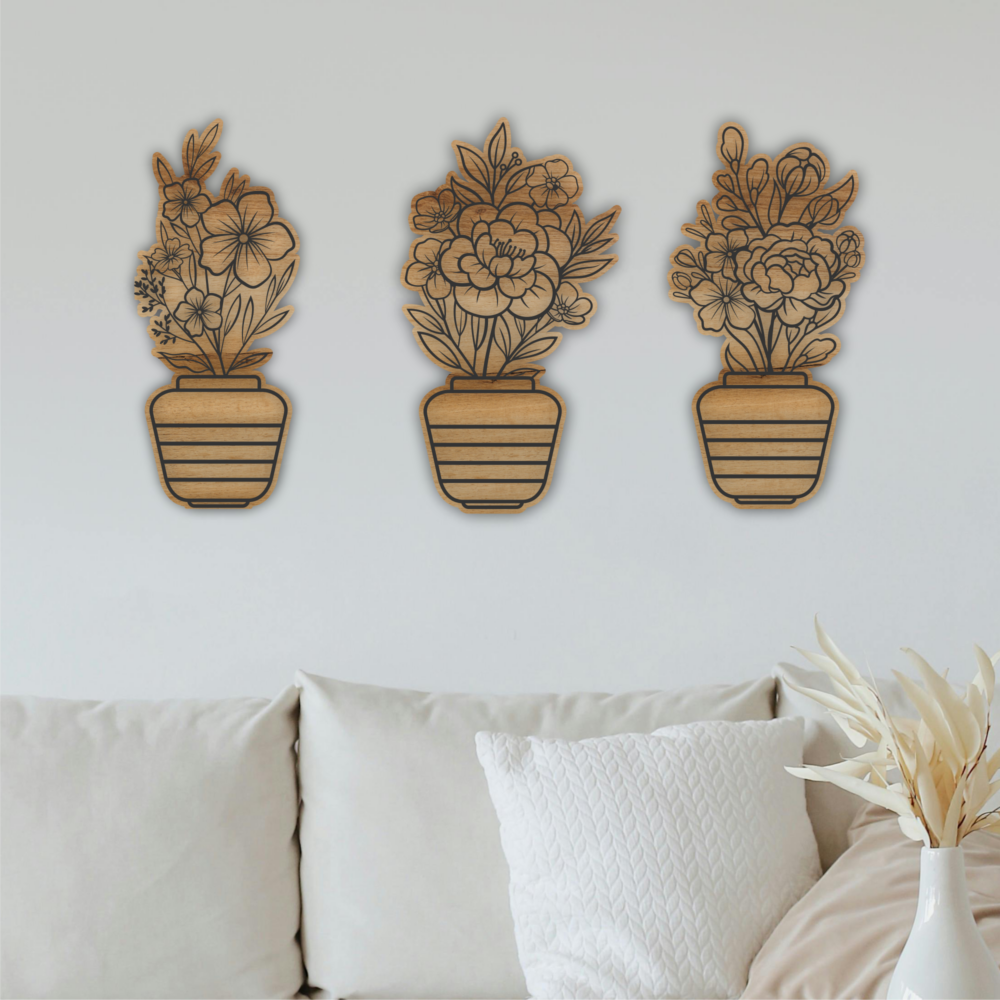 Laser Cut Flower Patterns File Engraved Magnet Wall Art - Image 2