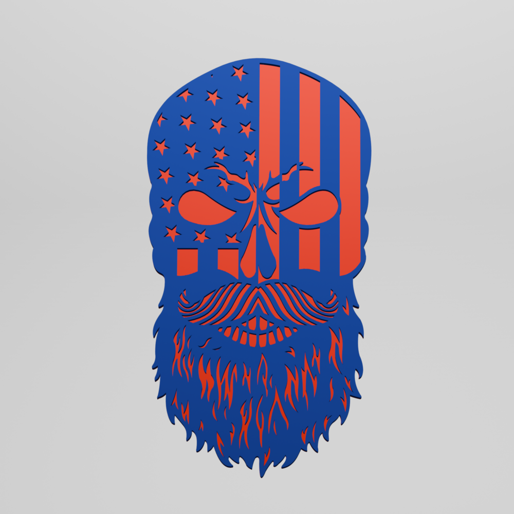 Laser Cut Skull File USA Flag Svg, Wall Art, Home Decor - Image 2