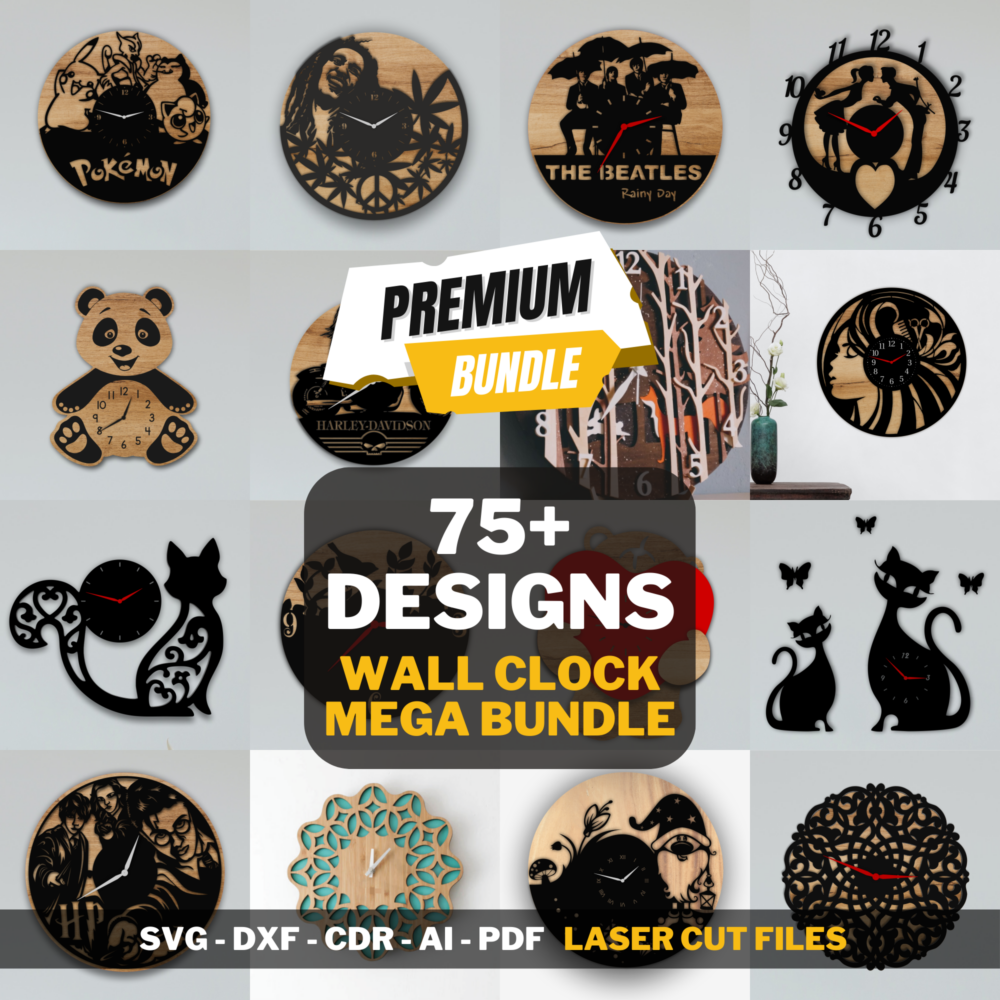 Laser Cut Wall Clock Design Files Mega Bundle - Image 2