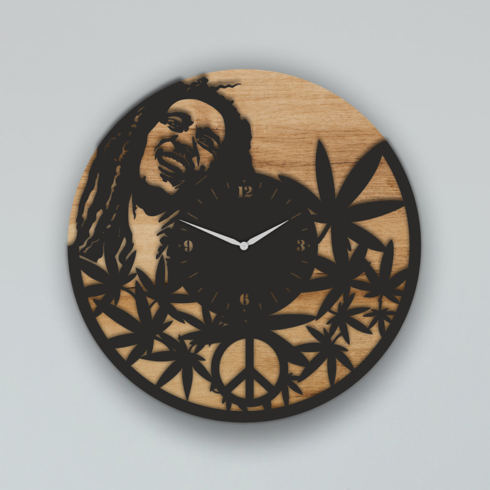 Laser Cut Bob Marley Wall Clock SVG Files