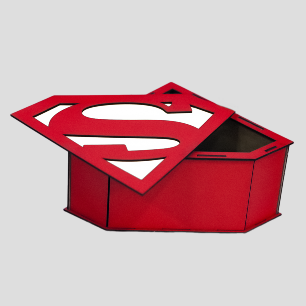 Laser Cut Box DXF Gift Box Template Superman SVG Files - Image 2