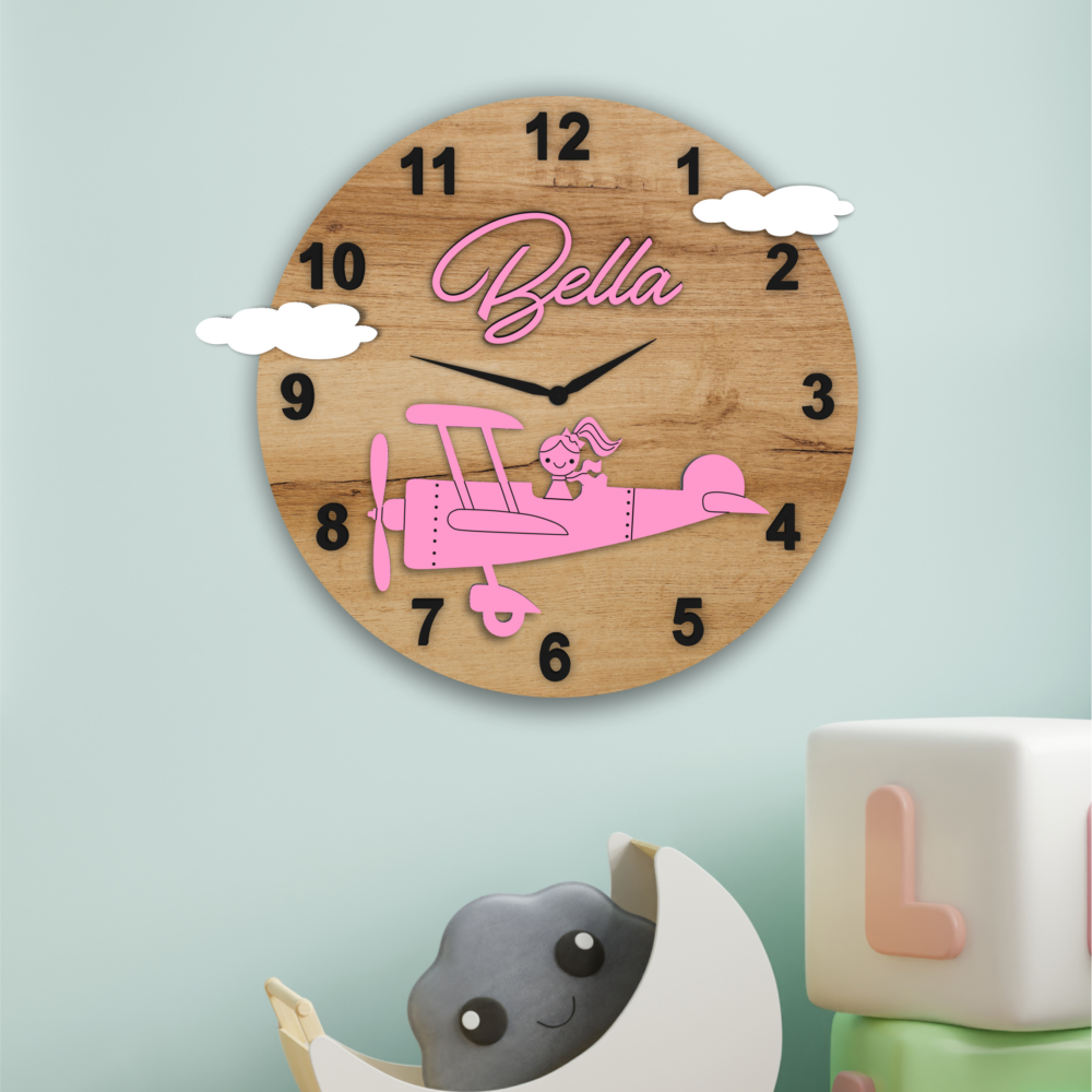 Laser Cut Wall Clock for Girls Room - Cute & Stylish Decor for Kids' Bedrooms SVG & DXF Files