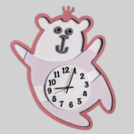 Laser Cut Cute Bear Wall Clock Design for Kids' Room Decor