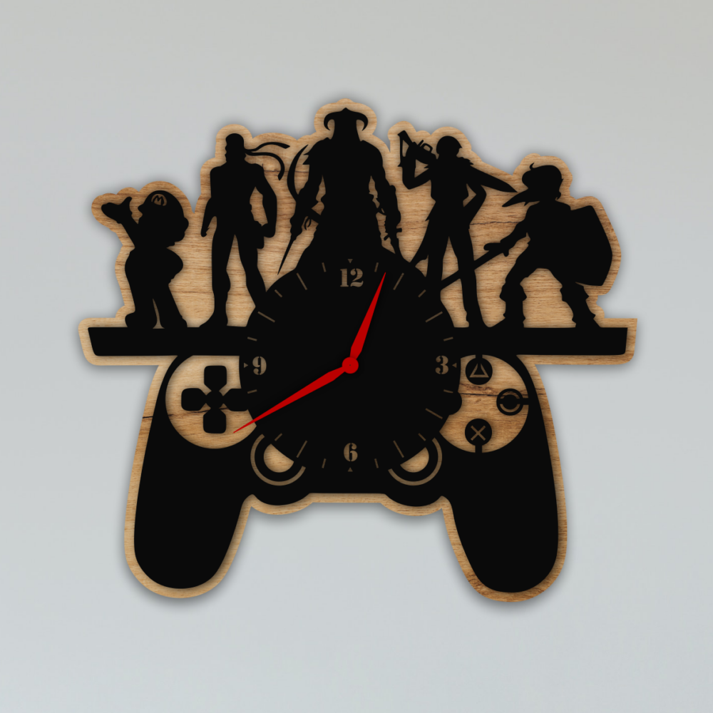 Laser Cut Gamer Wall Clock Game Controller SVG & DXF Files