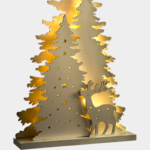 Laser Cut Christmas Tree and Deer Light Ornament - SVG & DXF Design Files