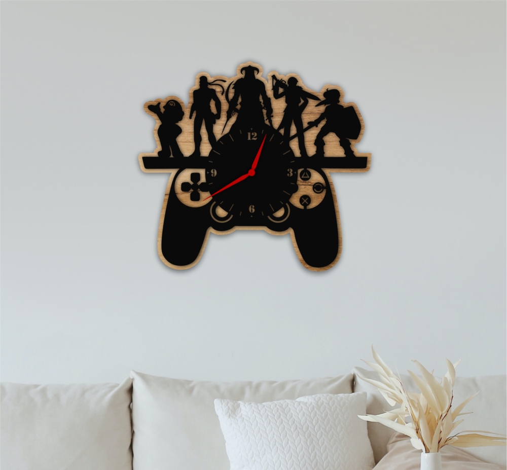 Laser Cut Gamer Wall Clock Game Controller SVG & DXF Files - Image 2