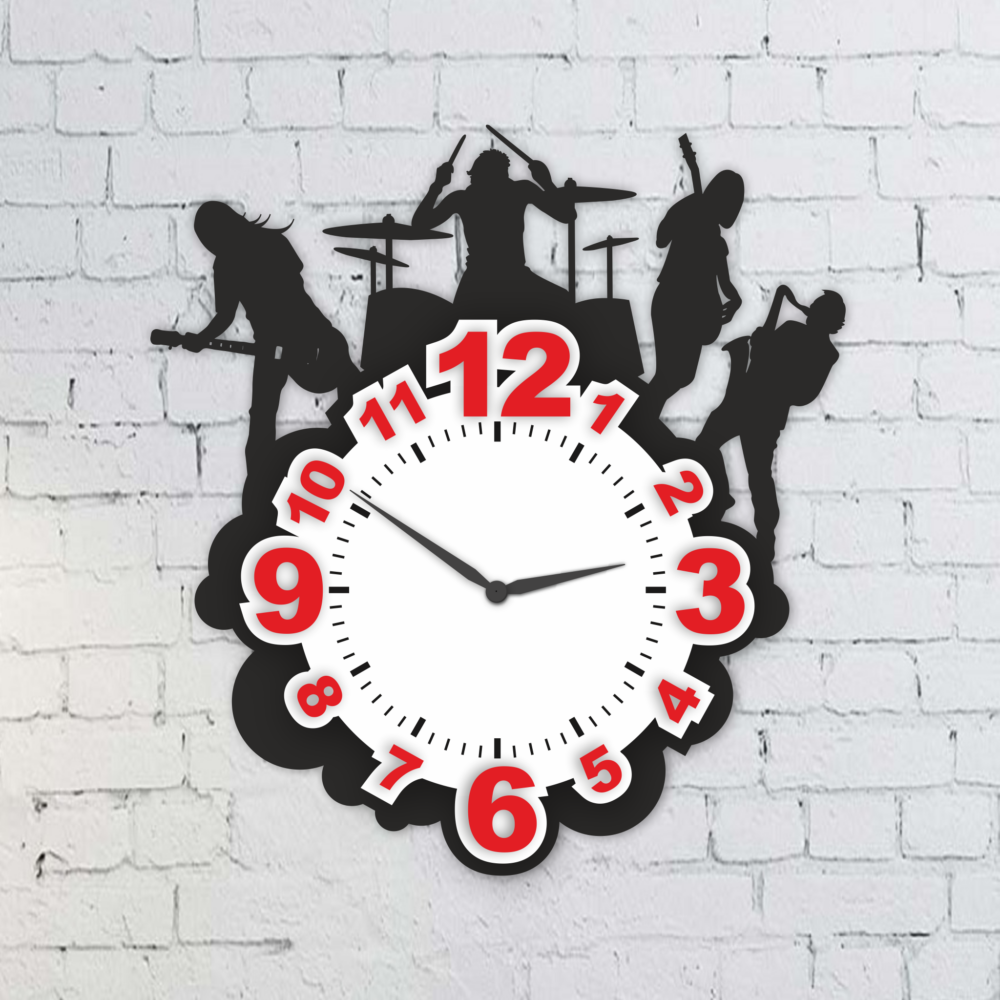 Laser Cut Musical Silhouette Wall Clock Files DXF & SVG Download - Image 2