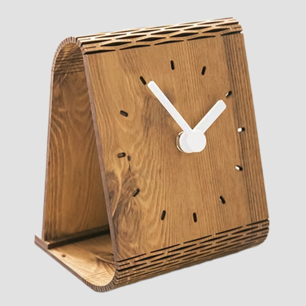 Modern Laser Cut Table Clock Design - Bendable Wood or Acrylic Template SVG & DXF Download