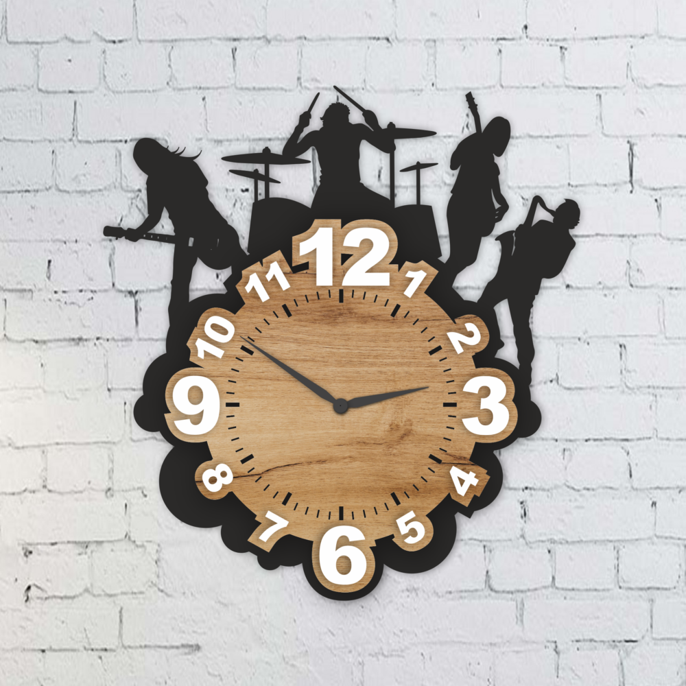 Laser Cut Musical Silhouette Wall Clock Files DXF & SVG Download