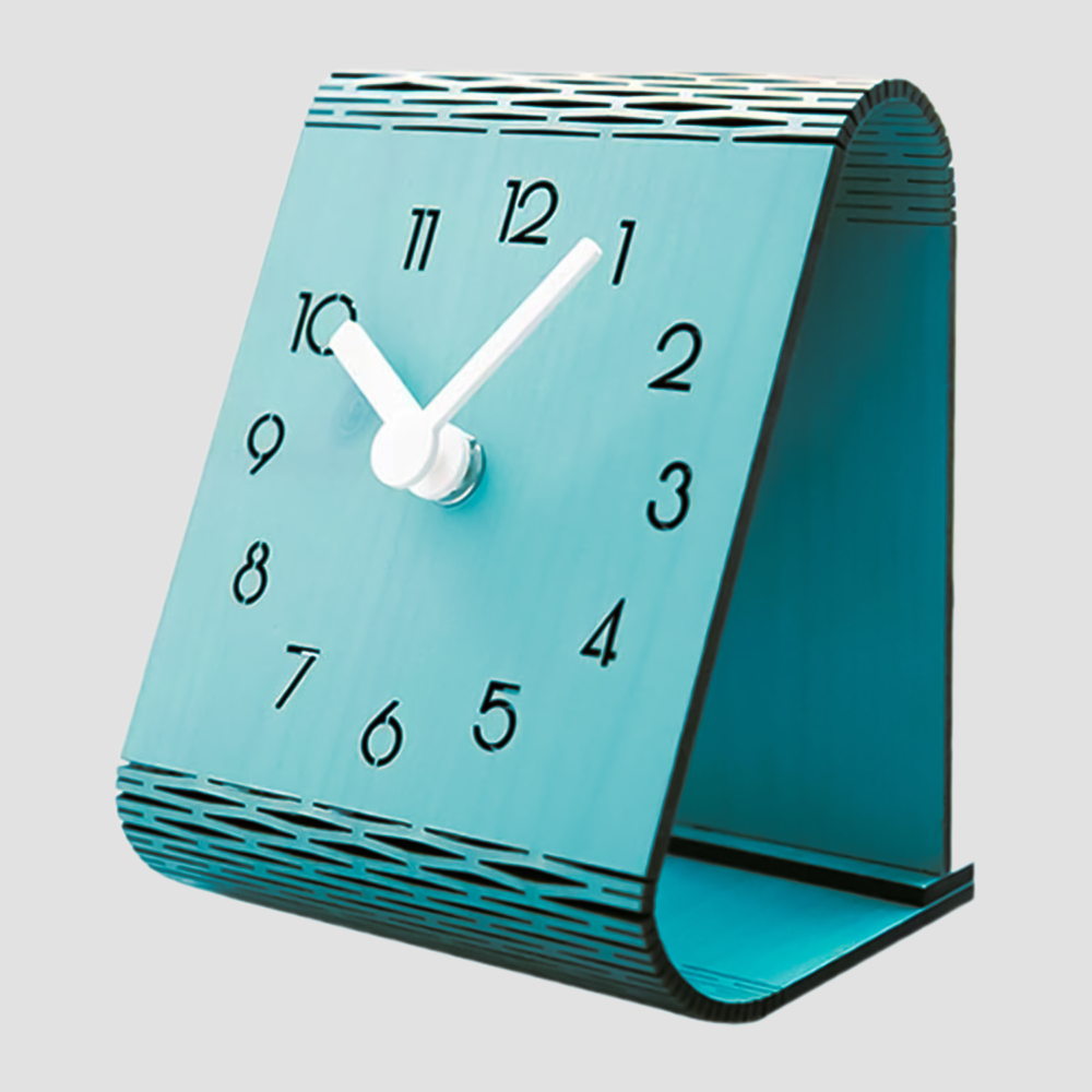 Modern Laser Cut Table Clock Design - Bendable Wood or Acrylic Template SVG & DXF Download - Image 2